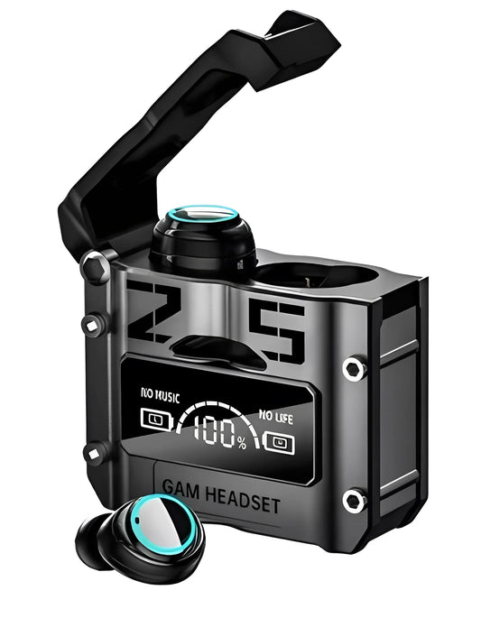 Futuristic M25 Bluetooth Earphones – Gaming LED Charging Case