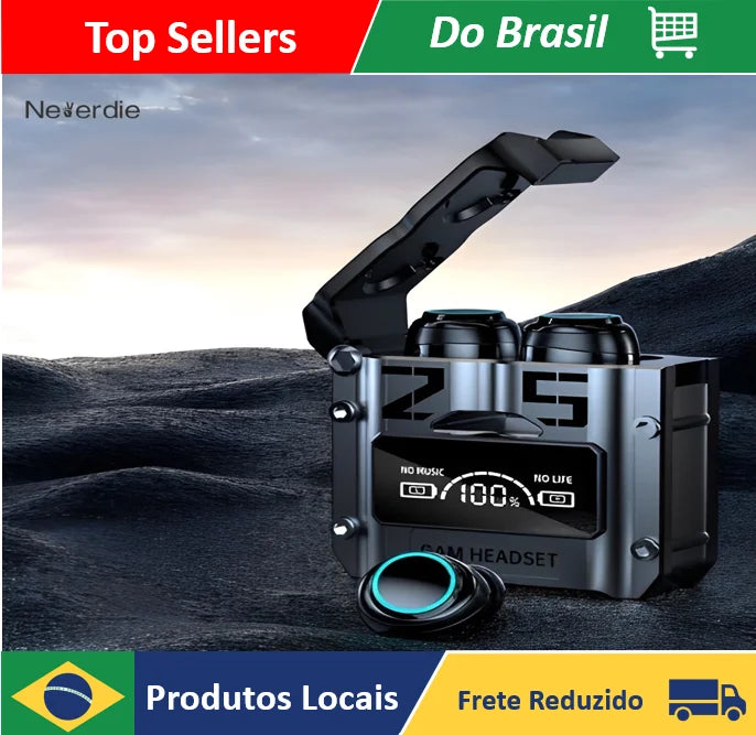 Futuristic M25 Bluetooth Earphones – Gaming LED Charging Case