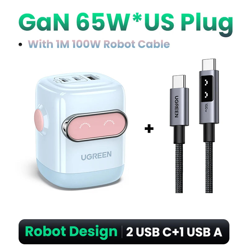 UGREEN Robot GaN Charger 65W PD QC4.0 PPS for iPhone MacBook