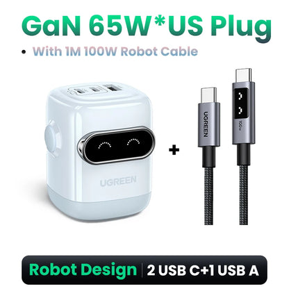 UGREEN Robot GaN Charger 65W PD QC4.0 PPS for iPhone MacBook