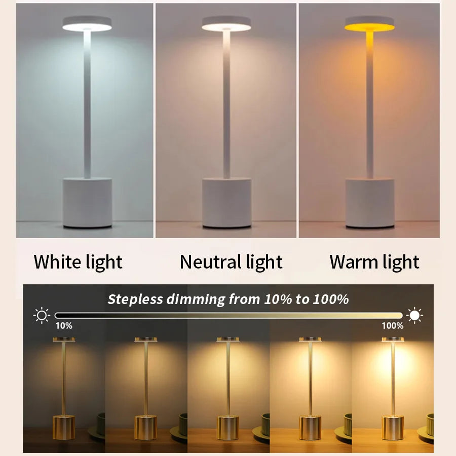 USB Rechargeable Touch Table Lamp with 3 Light Modes