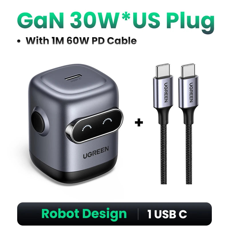 UGREEN Robot GaN Charger 65W PD QC4.0 PPS for iPhone MacBook