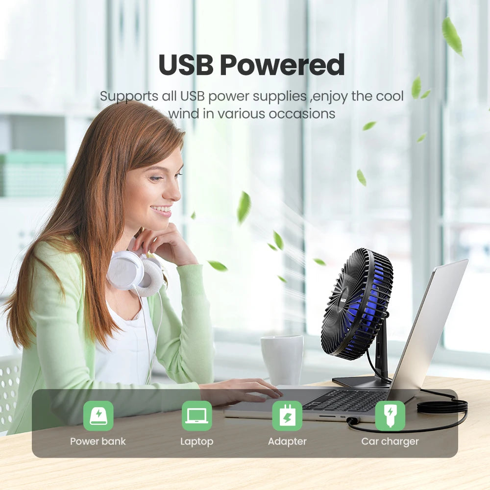 Quiet USB Table Fan – Adjustable Angle and Cool Air Flow